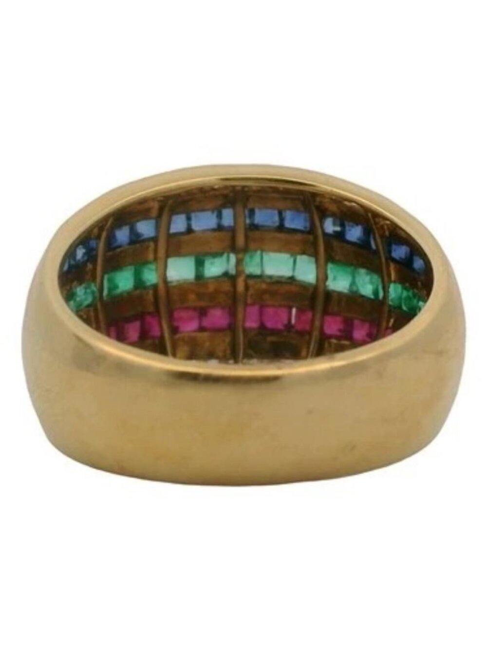 Le Vian 18kt Yellow Gold Emerald, Ruby, Sapphire, and Diamond Dome Ring Size 5.5 - Picture 5 of 7